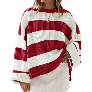 Striped Color Block Sweater – Oversized Fit, Flared Sleeves, Soft Knit